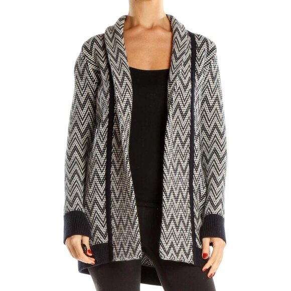 Banana Republic Chevron open front Cardigan XL Italian Yarn Merino Wool blend - Picture 1 of 8